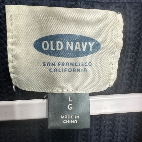 Old Navy Mens blue Colorblock Button Up Cardigan Sweater Cotton Grandpa sz L GUC - Picture 2 of 5